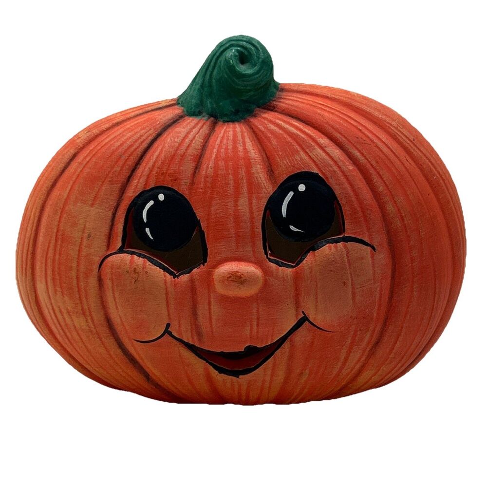 Vintage Cute‎ Handpainted Pumpkin Nightlight Lamp Jack O'Lantern Halloween Decor